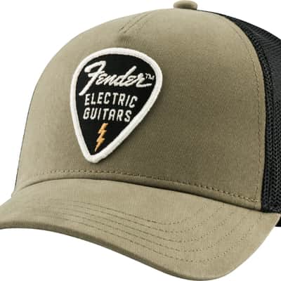 Genuine Fender Guitars Snap Back Logo Pick Patch Hat, Olive image 4