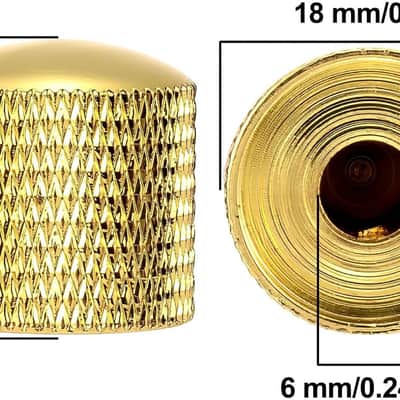 3PCS Metal Volume Tone Dome Guitar Speed Control Knurled Shaft Pots Knobs with Keys Screws Set for Electric Guitar or Bass (Gold) image 2