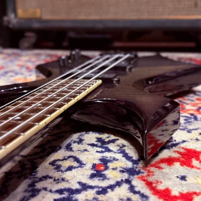 2000 B.C. Rich N.J. Neck Thru Series Warlock Bass - Made In Korea - Transparent Black w/ Coffin Case Bild 9