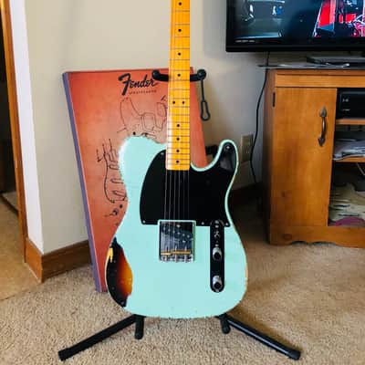 MJT/Fender Telecaster Esquire Aged Surf Green Nitro over 3-tone Sunburst image 6