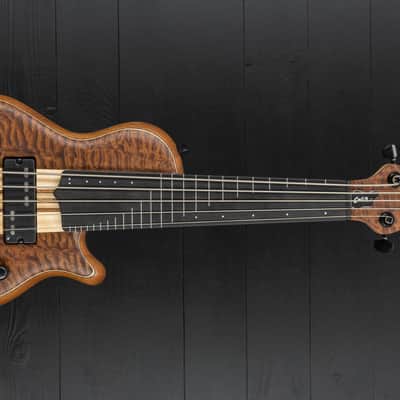 Mayones Cali 5 Fretless Mini 5A Quilted Mahogany - Trans Natural Matt image 4