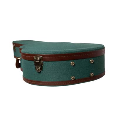Crossrock Master Series-Wooden OM/Martin 000-14 Fret Acoustic Guitar Case- Security Lock, Genuine Leather Handle, Reinforced Hardware, Metal Feet, Storage Space- Malachite Blue Tweed image 7