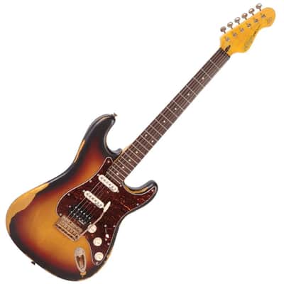 Vintage V6H ICON S-Style Electric Guitar - Distressed Tobacco Sunburst (V6HMRSB) image 1