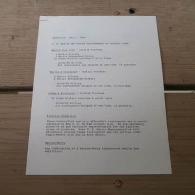 Vintage 1984 C. F. Martin New Dealer Purchase Requirements Letter! Super Rare, Original Case Candy! image 1