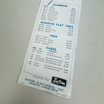 Goya Guitars Suggested Retail Price List 1971 imagen 2