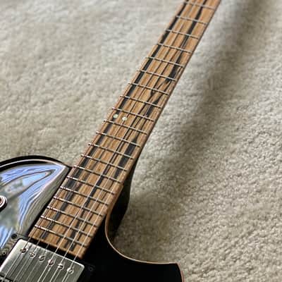 Forshage Single Cut Style - Piano Black with Pale Moon Ebony Board, Flame Maple Binding image 3