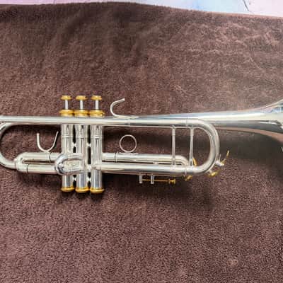 Chinese made Trumpet labeled as Bach LT180S-72 Bb Silver with Gold Trim & Case LT180S-72 2025 - Silver image 2