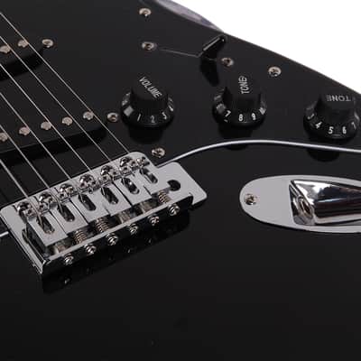 Glarry GST Stylish Electric Guitar Kit with Black Pickguard includes Guitar, Amp, Soft Case, Strap, Cord, and Pick 2020s - Black image 8