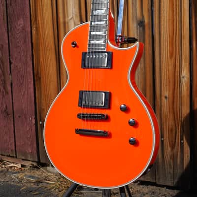 ESP CUSTOM SHOP Eclipse CTM - Ebony Neon Orange 6-String Electric Guitar w/ Case image 7