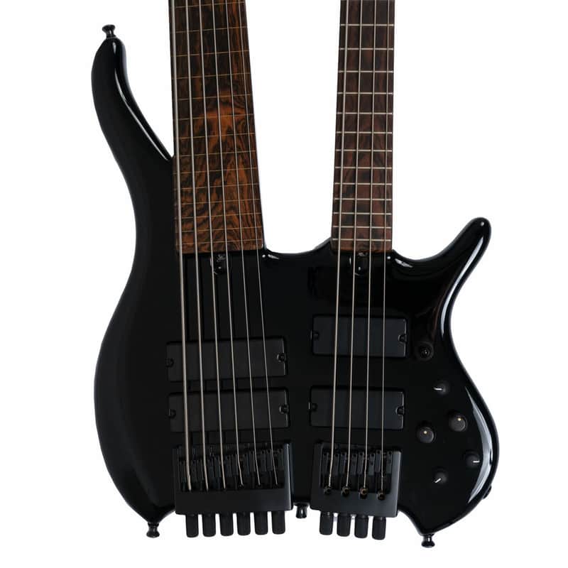 Muckelroy Custom Doubleneck Headless Bass 6-string Fretless 4-string Fretted 2016 Black *Video* image 1
