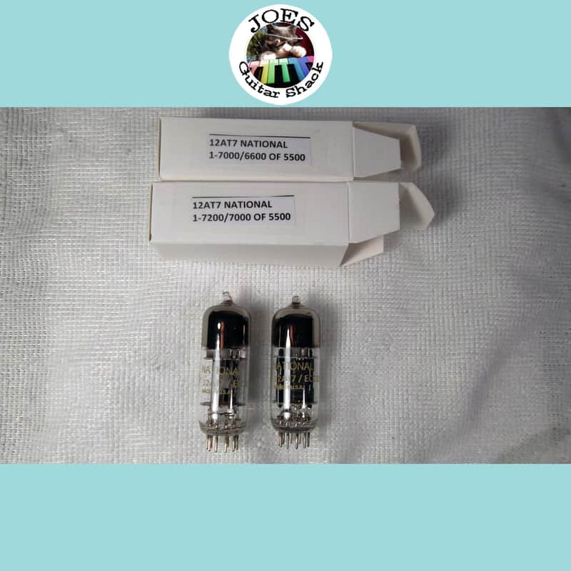 1960's National 12AT7 6201 ECC81 Triple Mica Long Black Ribbed Plate "Super Strong Match Pair Tubes" 7000+ of 5500 = 120% The Best Sounding 12AT7 & Extremely Rare For Guitar Bass & Hi Fi Amps! #58 image 1