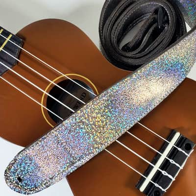 Sparkle Iridescent Premium Leather Ukulele Strap -Shimmer Leather Design Ukulele Strap -Handmade -Soft Leather Ukulele Strap -Button Strap image 1