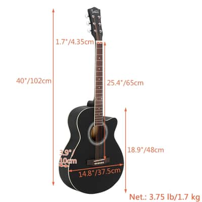 Glarry 40 Inch Cutaway Auditorium Acoustic Guitar - Black image 5
