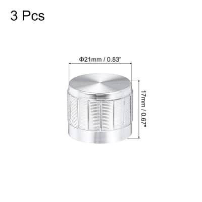 3pcs Potentiometer Knob Knurled Shaft Silver Aluminum 6mm Shaft Dia. Rotary Knob 21mmx17mm Guitar Volume Control Knob image 2