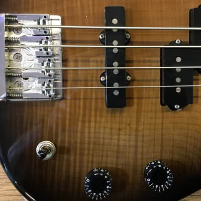 Valley Guitars Warmoth Custom Shop PJ Transparent Black Sunburst Finish Flamed Top Electric Bass Guitar image 3