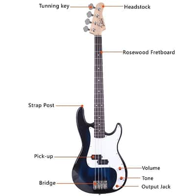 Glarry GP Blue 4 String Bass Guitar w/ 20W Amplifier image 17