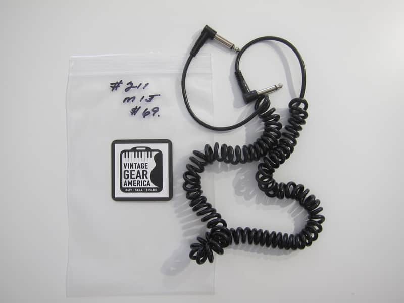 Teisco Del Rey Curly or Coil Cord Guitar Cable MIJ Authentic Vintage Accessory Case Candy Circa-1960s-1970s-Black image 1