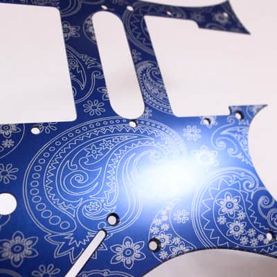 Brushed Blue Paisley Anodized Aluminum pickguard fits Ibanez (tm) RG550 Jem RG  HSH image 7