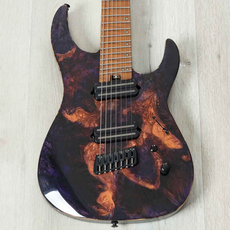 Legator X Series Ninja X7F Multi-Scale 7-String Guitar, Roasted Flame Maple Fretboard, Magma image 1