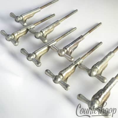 Leedy 8x Bowtie Tension T-Rods+Claws Vintage 30s Nickel Bass Drum Faucet Set USA image 2
