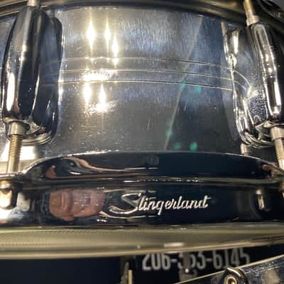 Slingerland -  5x14" Gene Krupa Sound King Snare Drum, 10 Lugs, Trick Strainer, 1970s Chrome over Brass image 4