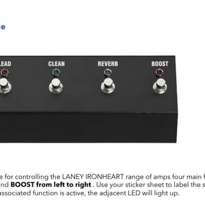 LANEY Laney Footswitch: FS4 (for IRT, VH, NEXUS-SL/SLS), 4 Switches - Led Status Lights -Removable Lead image 7