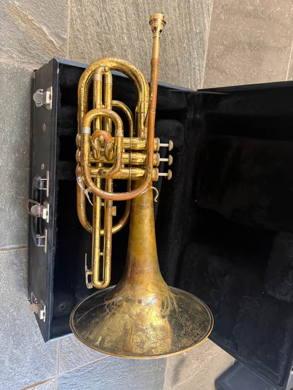 Bach Mellophone,  with case and mouthpiece,  Gold. USA image 1