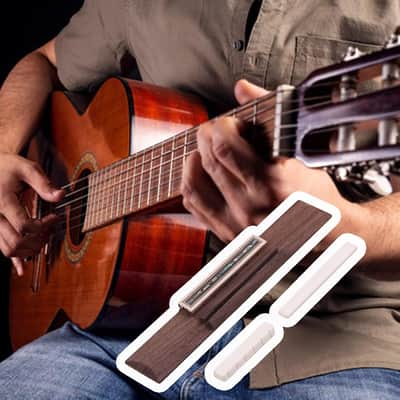 Rosewood Classical Guitar Bridge with Bone Saddle Nut Acoustic Guitar Replacement Part Set Abalone Shell 6 String image 5