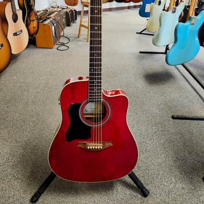 Used Ventura V3RED Acoustic-Electric Guitar - Red w/ Soft Case image 2