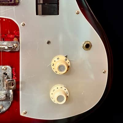 Zenon Teisco TRE-100 1962-64 electric gold foil pickups vibrato Red black burst image 9
