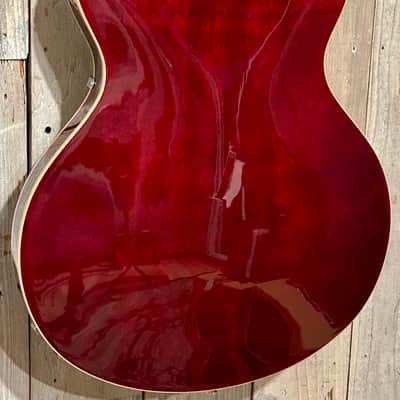 D'Angelico Premier DC Semi-Hollow Double Cutaway with Stairstep Tailpiece Trans Wine, Pro Setup Very Nice ! image 10