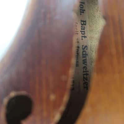 Johann Baptist Schweitzer Violin 4/4 Hieronymi Amati Pestini 1813 Vintage +Case image 3