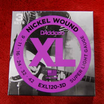 D'Addario EXL120-3D electric 9-42 gauge nickel wound guitar strings (TRIPLE PACK) image 1