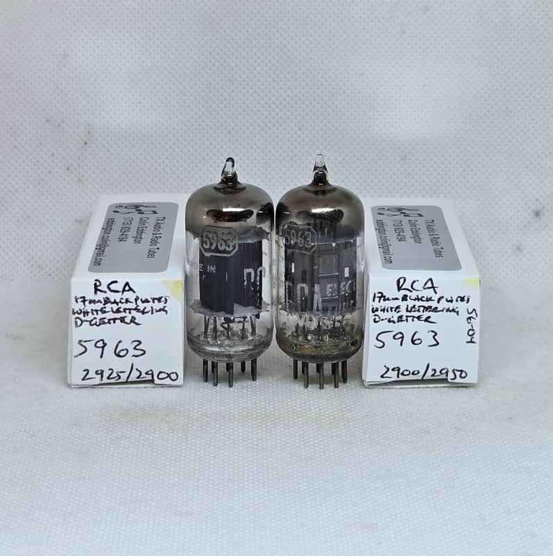 RCA 5963 D-Getter Black Plate Well Matched (1.6%) Pair NOS 12AU7 12AU7A image 1