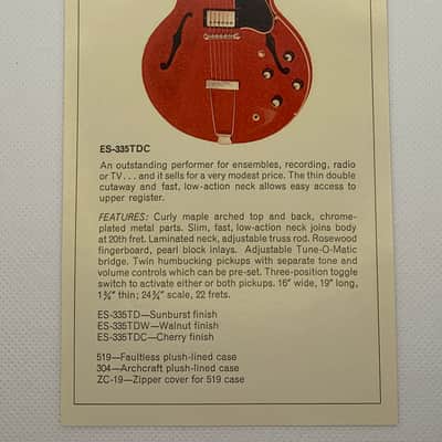Gibson ES-335TDC Dealer Sheet 1968 image 2