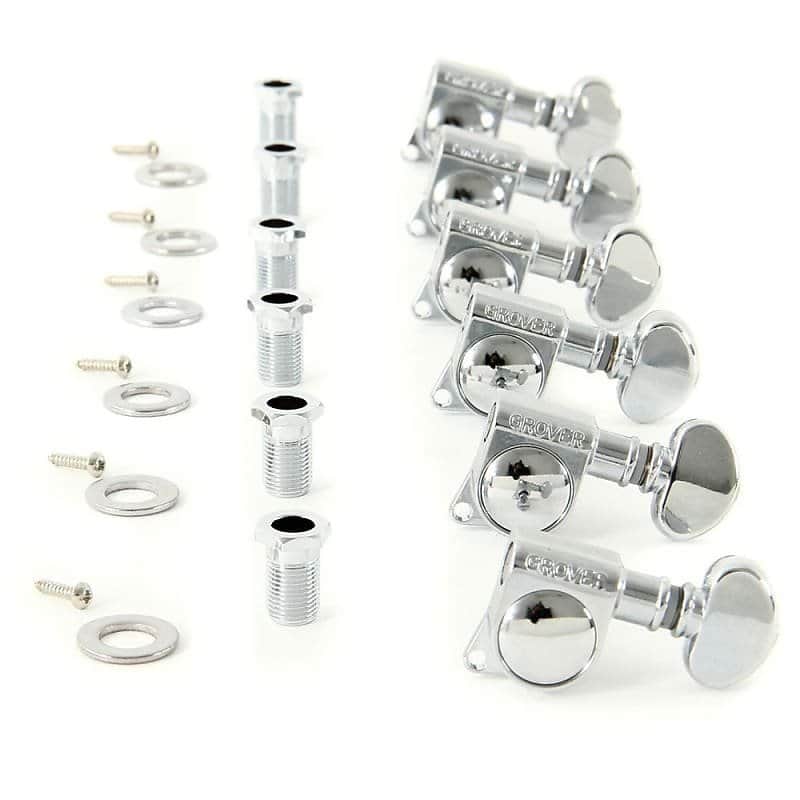 Grover 406C6 Mini Locking Rotomatic Guitar Tuners 6 Inline - Chrome image 1