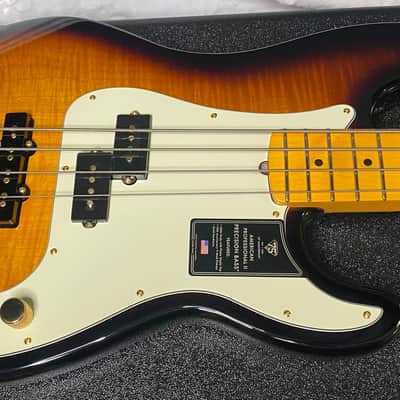 NEW! Fender 75th Anniversary American Professional PJ Bass - 2-Color Sunburst - Flame Top - 9.1 lbs - Authorized Dealer - G06681 image 4