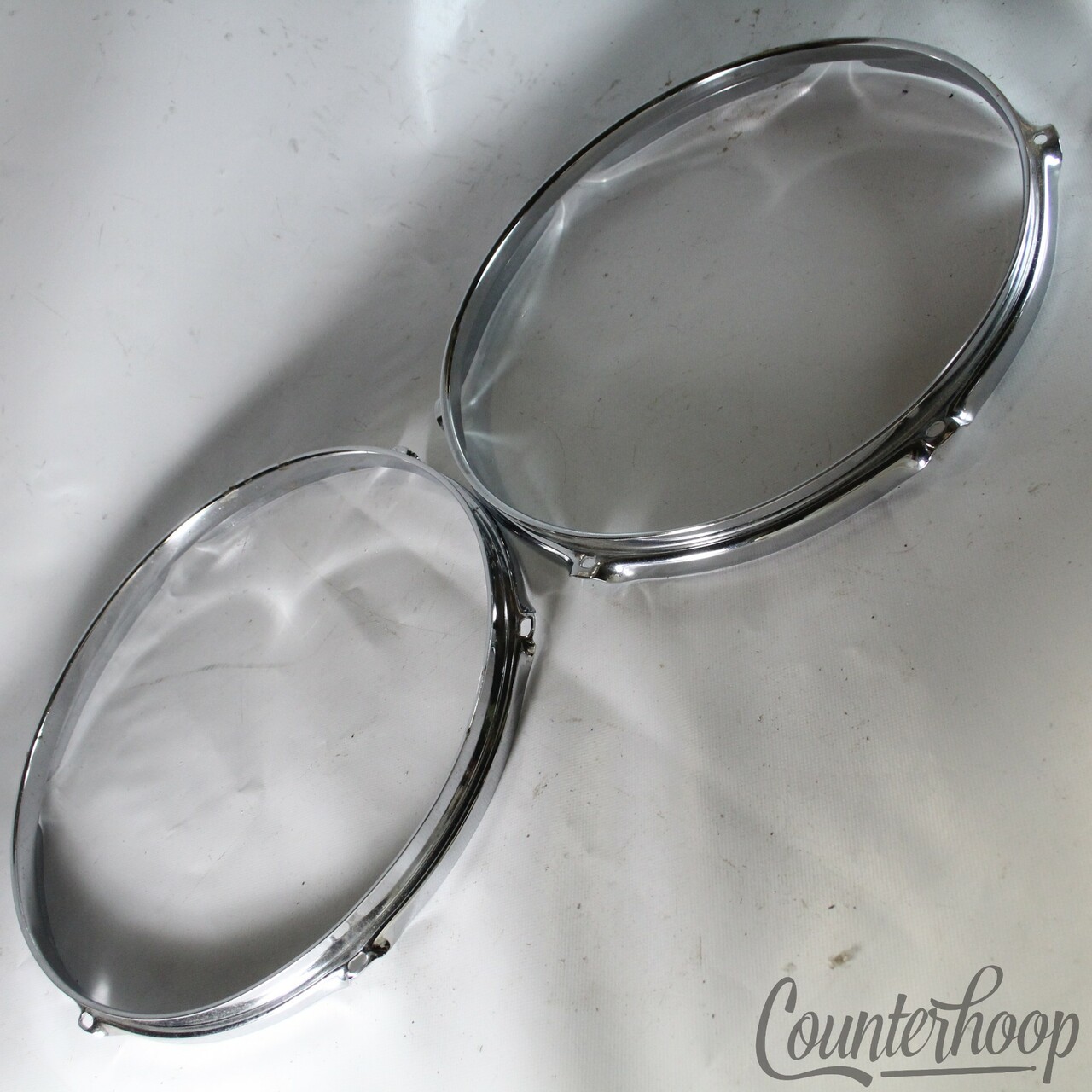 Ludwig 2x 13"Tom Drum Rims/Hoops Triple-Flange 6-Hole Chrome Classic Vintage 70s — main photograph