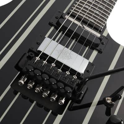 Schecter Synyster Gates Custom S Electric Guitar Gloss Black/Silver Pin Stripes image 2