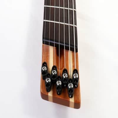 Agile 7 String MultiScale FanFret Chiral Parallax 72527 RN Flat Black Headless Electric Guitar image 7