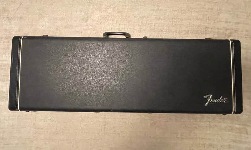 Vintage 1970’s Fender USA Mustang Guitar Case Black Exterior w Maroon Interior Fits Tele Strat image 1