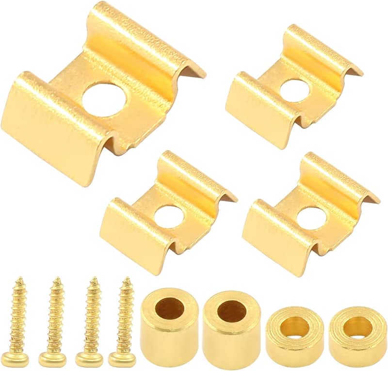 4 Pcs Metal Guitar String Trees - Guitar String Trees Guides Retainer with Mounting Screws - Gold image 1