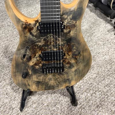 Mayones Duvell Elite 7 Lefty – Trans Dirty Natural / Matt Black Burst – Bare Knuckle Pickups image 2
