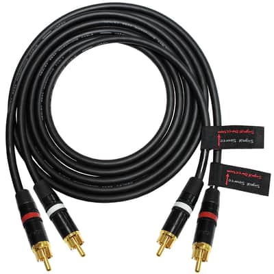 1 Foot (30 cm)RCA Cable Pair - Mogami 2534 Neglex  with Neutrik-Rean NYS Gold RCA Connectors image 1