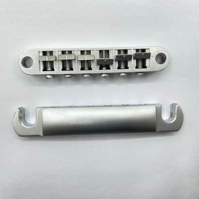Satin Chrome Tune O Matic Guitar Bridge Tailpiece Set image 7