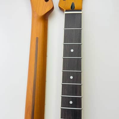 Roasted Maple Telecaster Style Guitar Neck, 22 Frets, Rosewood Fingerboard image 2