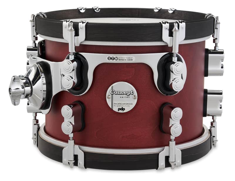 PDP Concept Classic 7x10 Ox Blood Stain Tom with Ebony Stain Hoops image 1