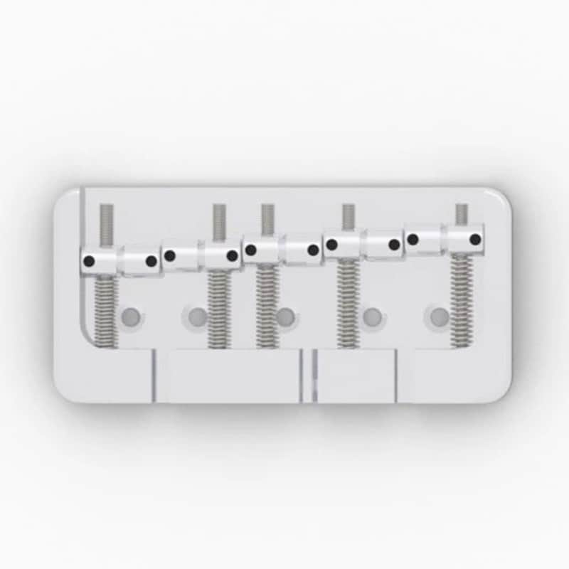 Hipshot BStyle 5String .750 Bass Bridge Aluminum Chrome 19mm Spacing image 1