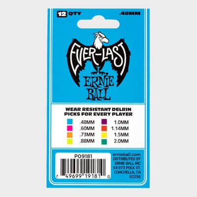.48mm Blue Everlast Picks 12-Pack Non-Slip Textured Delrin, world standard shape / specifications image 3