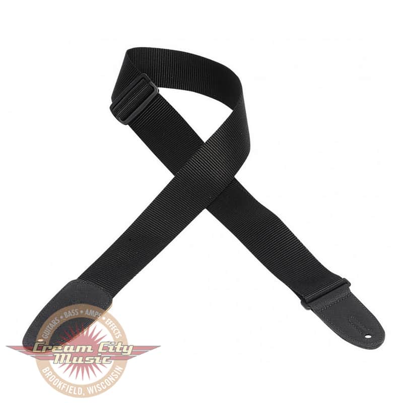 Levy's M8-BLK Soft-Hand Polypropylene Guitar Strap Black with Leather Ends image 1